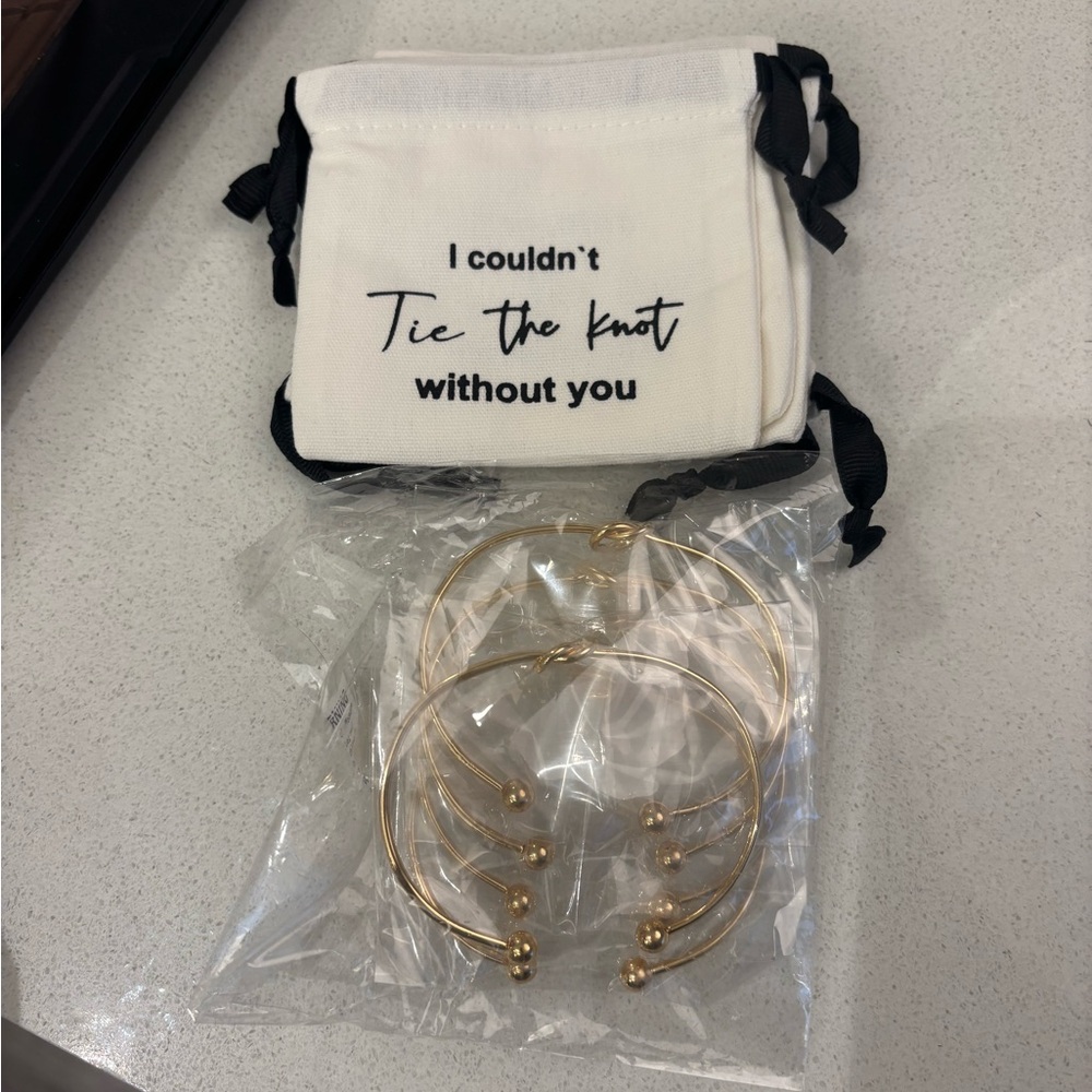 Gold Bangle Bracelet Set with Wedding Favor Pouch